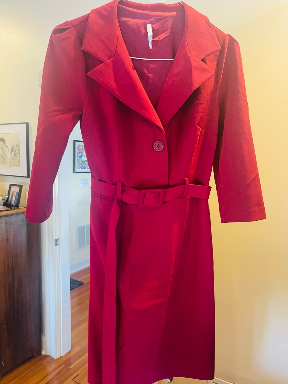 Classic Red Belted Women's Dress